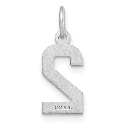 Sterling Silver Rhodium-Plated Diamond-Cut #2 Charm