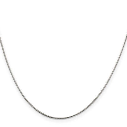 18 Inch Sterling Silver Rhodium-Plated .8mm Round Snake Chain W/2In Ext.