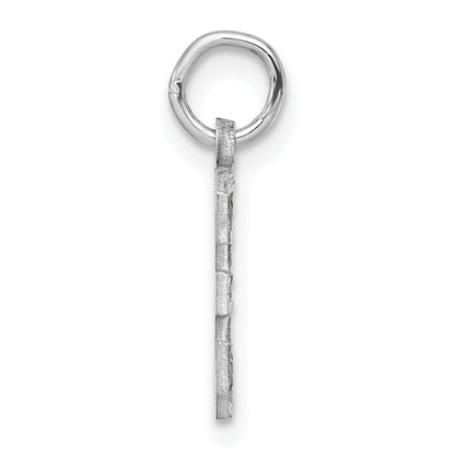 Sterling Silver Rhodium-Plated Diamond-Cut #3 Charm