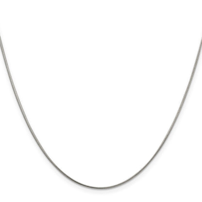 22 Inch Sterling Silver Rhodium-Plated 1mm Round Snake Chain Necklace