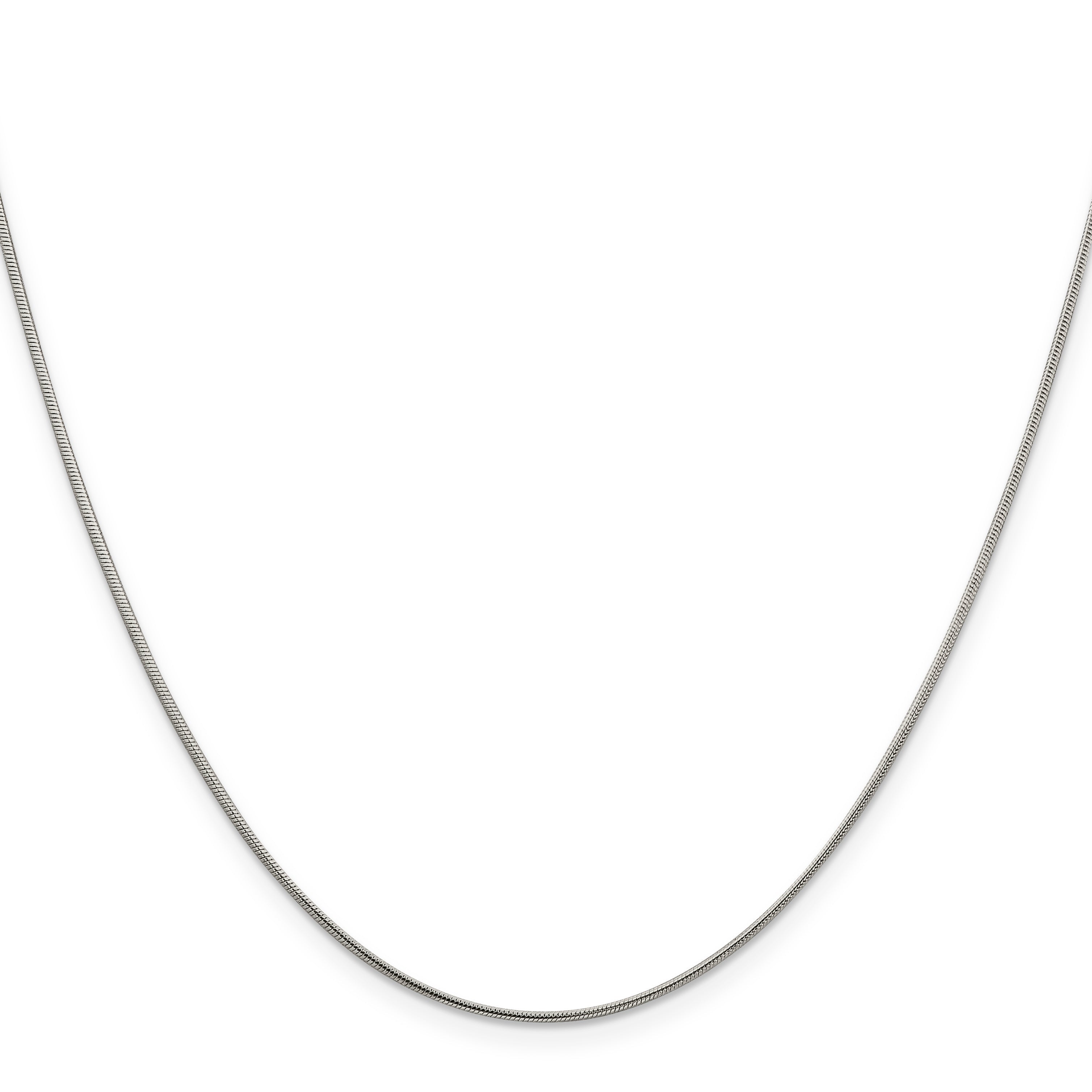 18 Inch Sterling Silver Rhodium-Plated 1mm Round Snake Chain Necklace