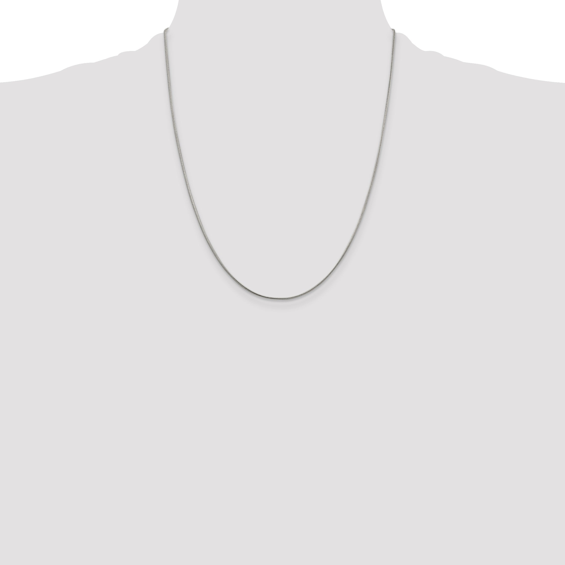 22 Inch Sterling Silver Rhodium-Plated 1mm Round Snake Chain Necklace