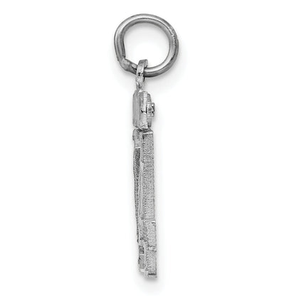 Sterling Silver Rhodium-Plated Small Diamond-Cut #04 Charm