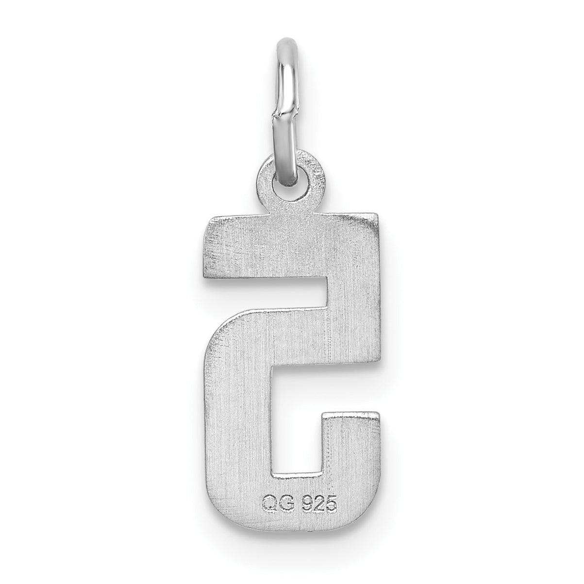 Sterling Silver Rhodium-Plated Diamond-Cut #5 Charm