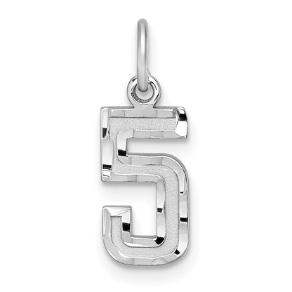 Sterling Silver Rhodium-Plated Diamond-Cut #5 Charm