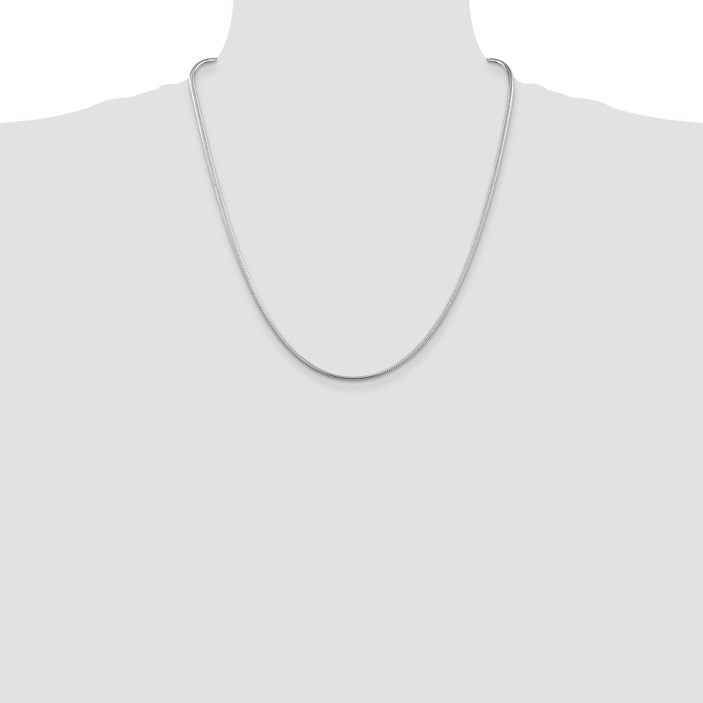 22 Inch Sterling Silver 2mm Snake Chain Necklace