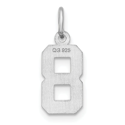 Sterling Silver Rhodium-Plated Diamond-Cut #8 Charm