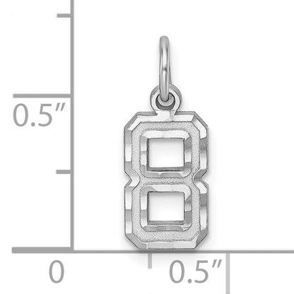 Sterling Silver Rhodium-Plated Diamond-Cut #8 Charm