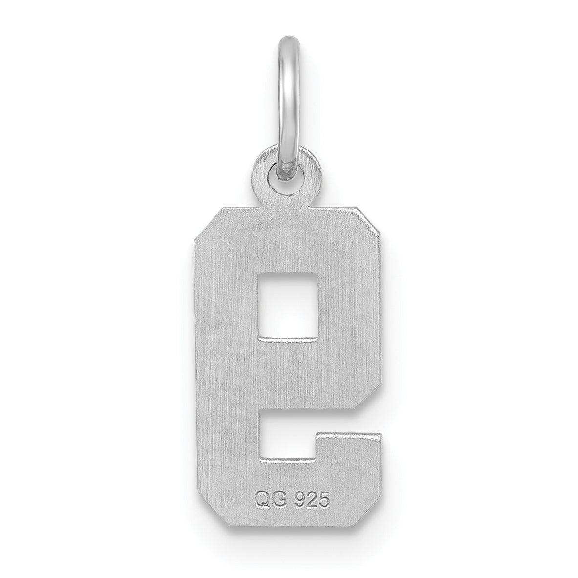 Sterling Silver Rhodium-Plated Diamond-Cut #9 Charm