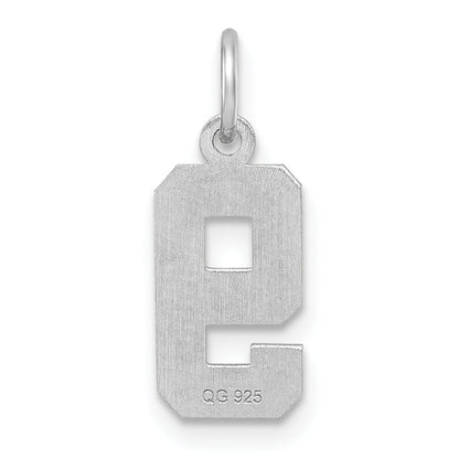 Sterling Silver Rhodium-Plated Diamond-Cut #9 Charm