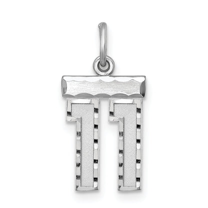 Sterling Silver Rhodium-Plated Diamond-Cut #11 Charm