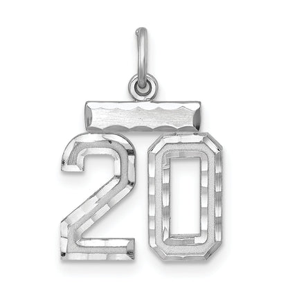Sterling Silver Rhodium-Plated Diamond-Cut #20 Charm