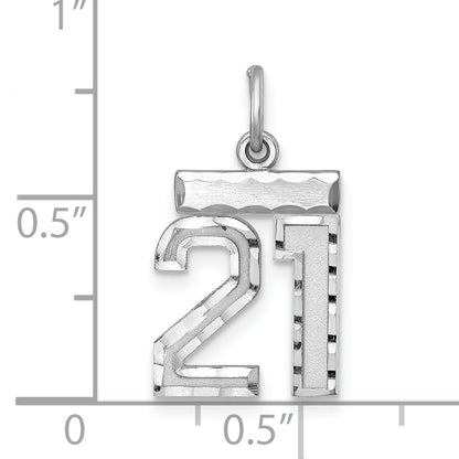 Sterling Silver Rhodium-Plated Diamond-Cut #21 Charm