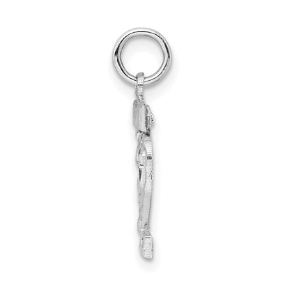 Sterling Silver Rhodium-Plated Diamond-Cut #22 Charm