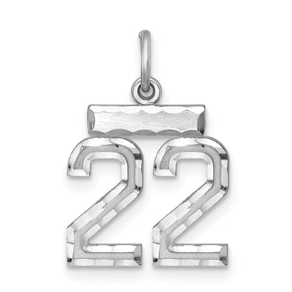 Sterling Silver Rhodium-Plated Diamond-Cut #22 Charm