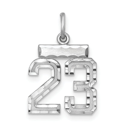 Sterling Silver Rhodium-Plated Diamond-Cut #23 Charm