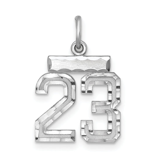 Sterling Silver Rhodium-Plated Diamond-Cut #23 Charm