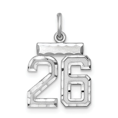 Sterling Silver Rhodium-Plated Diamond-Cut #26 Charm