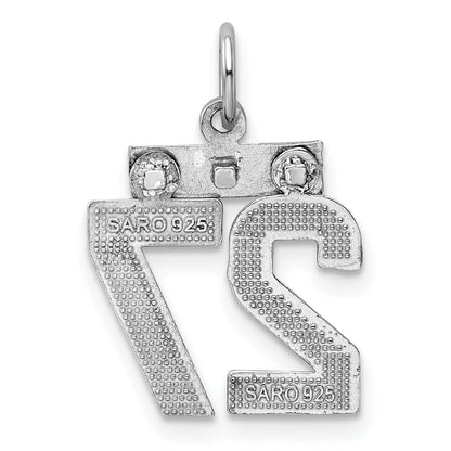 Sterling Silver Rhodium-Plated Diamond-Cut #27 Charm