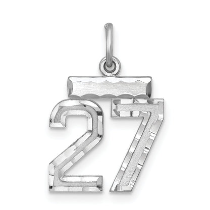 Sterling Silver Rhodium-Plated Diamond-Cut #27 Charm
