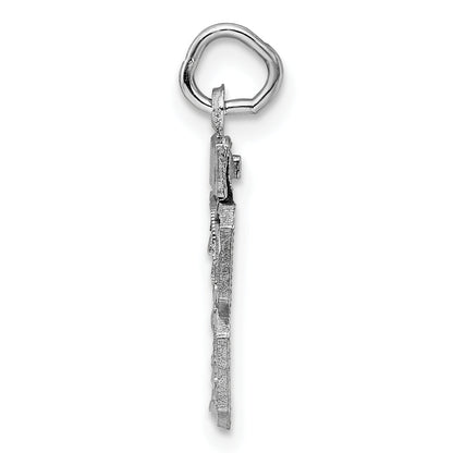 Sterling Silver Rhodium-Plated Diamond-Cut #28 Charm