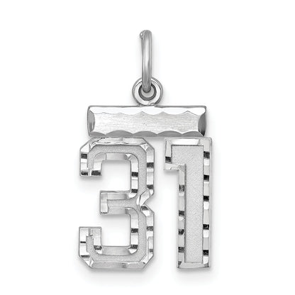 Sterling Silver Rhodium-Plated Diamond-Cut #31 Charm