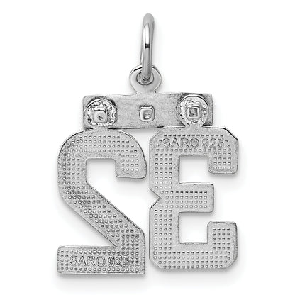 Sterling Silver Rhodium-Plated Diamond-Cut #32 Charm