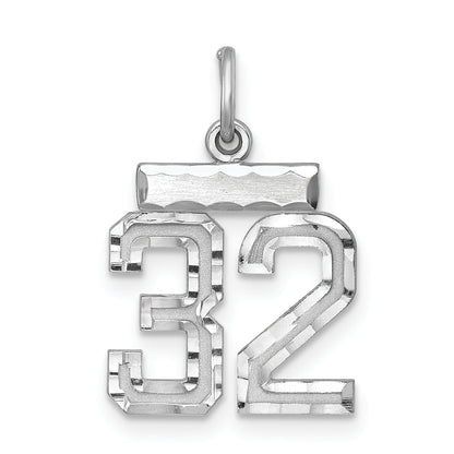 Sterling Silver Rhodium-Plated Diamond-Cut #32 Charm