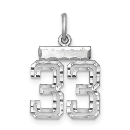 Sterling Silver Rhodium-Plated Diamond-Cut #33 Charm