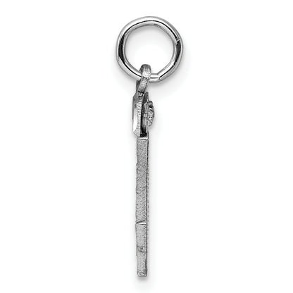 Sterling Silver Rhodium-Plated Diamond-Cut #34 Charm