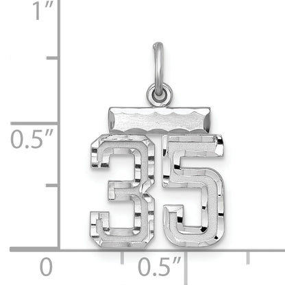 Sterling Silver Rhodium-Plated Diamond-Cut #35 Charm