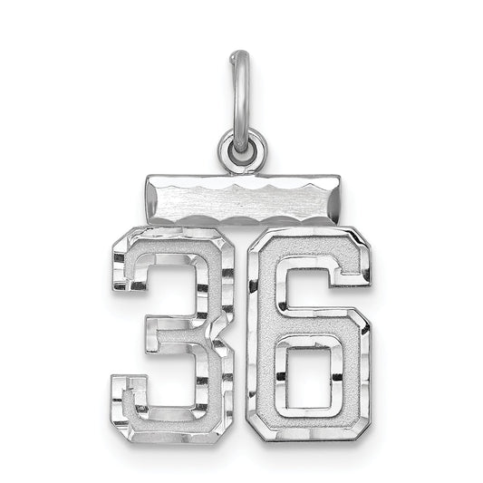 Sterling Silver Rhodium-Plated Diamond-Cut #36 Charm