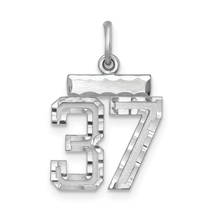 Sterling Silver Rhodium-Plated Diamond-Cut #37 Charm