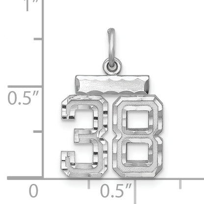 Sterling Silver Rhodium-Plated Diamond-Cut #38 Charm