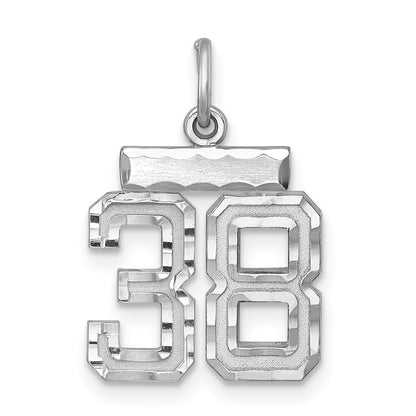 Sterling Silver Rhodium-Plated Diamond-Cut #38 Charm