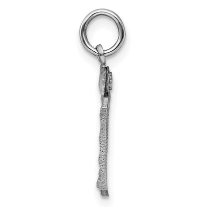 Sterling Silver Rhodium-Plated Diamond-Cut #39 Charm