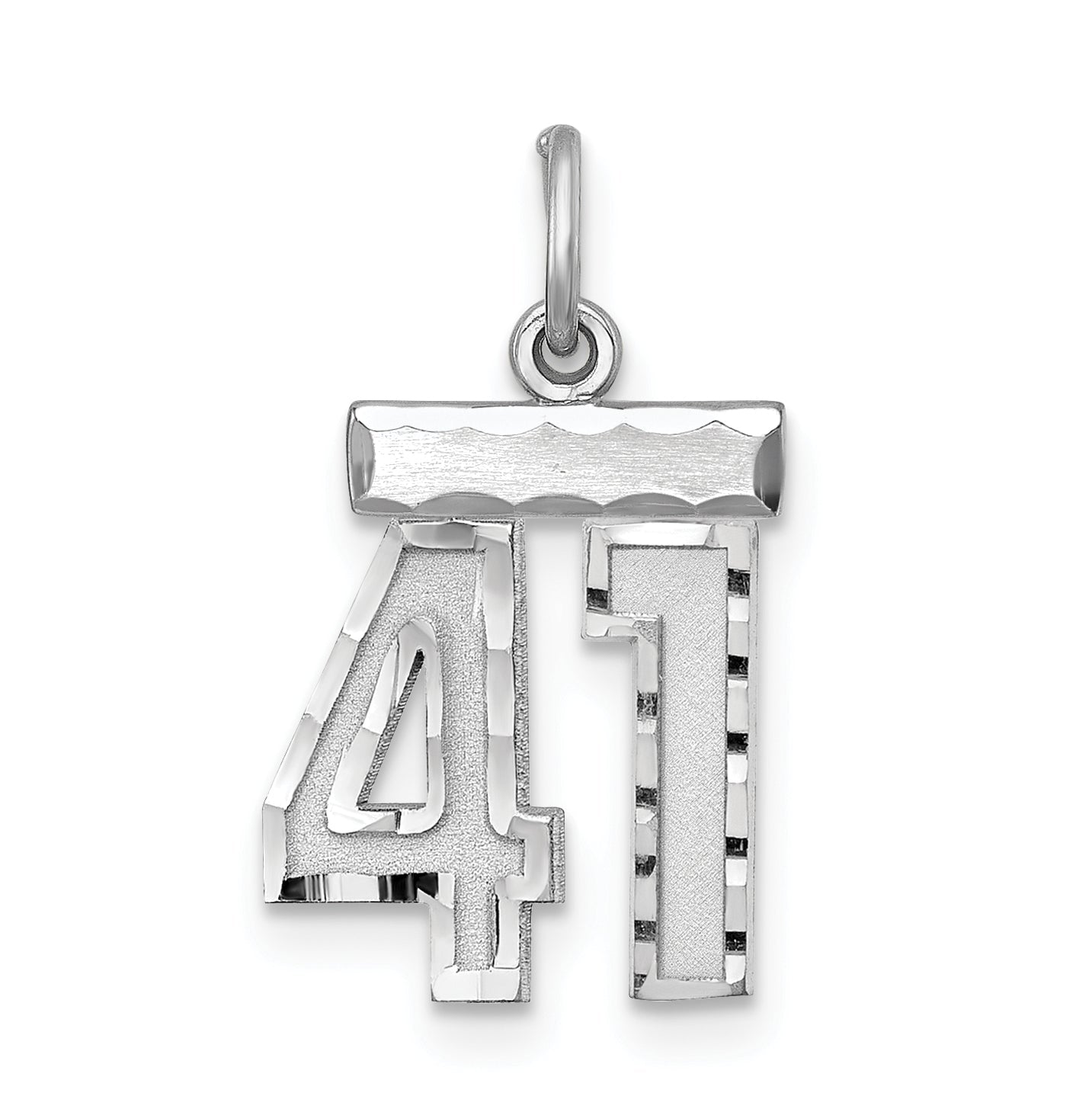 Sterling Silver Rhodium-Plated Diamond-Cut #41 Charm
