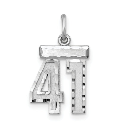 Sterling Silver Rhodium-Plated Diamond-Cut #41 Charm