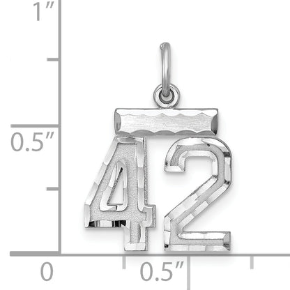 Sterling Silver Rhodium-Plated Diamond-Cut #42 Charm