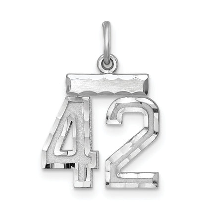 Sterling Silver Rhodium-Plated Diamond-Cut #42 Charm