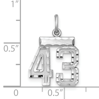 Sterling Silver Rhodium-Plated Diamond-Cut #43 Charm
