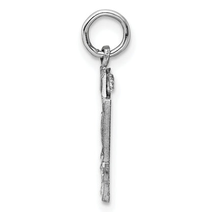 Sterling Silver Rhodium-Plated Diamond-Cut #44 Charm