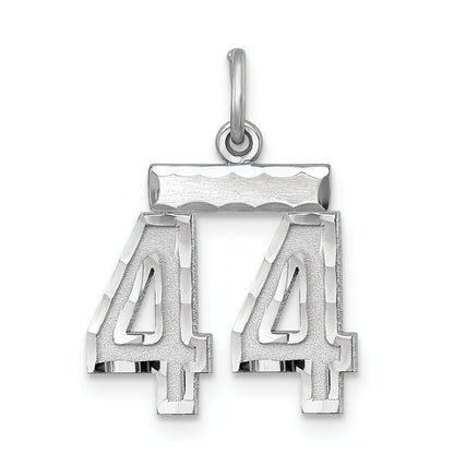 Sterling Silver Rhodium-Plated Diamond-Cut #44 Charm