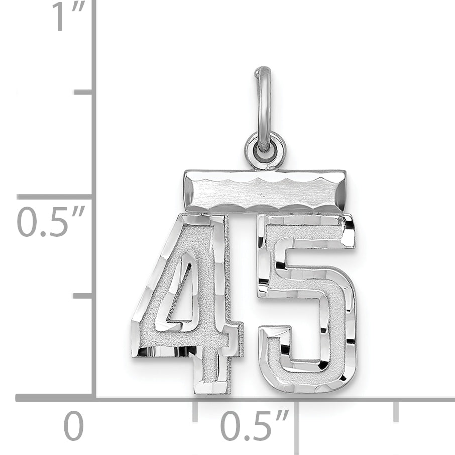 Sterling Silver Rhodium-Plated Diamond-Cut #45 Charm
