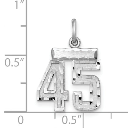 Sterling Silver Rhodium-Plated Diamond-Cut #45 Charm