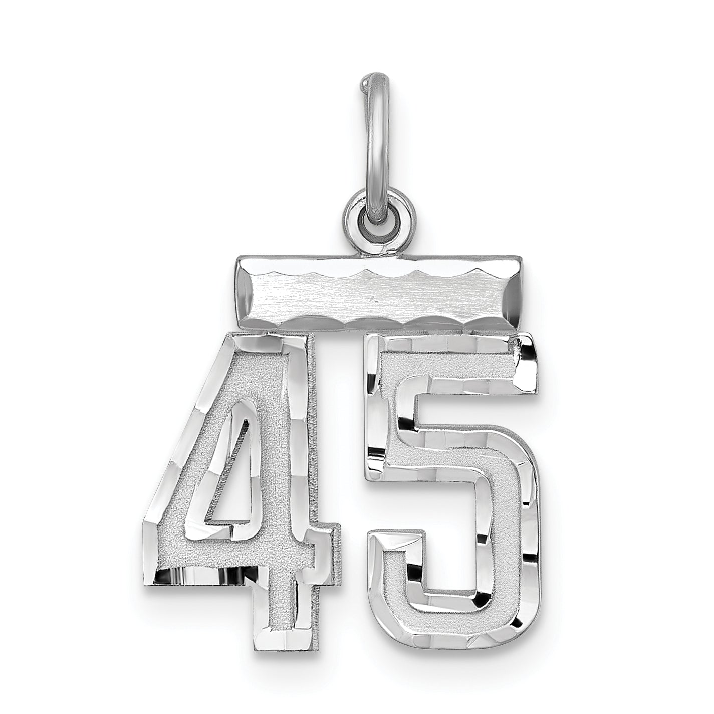Sterling Silver Rhodium-Plated Diamond-Cut #45 Charm