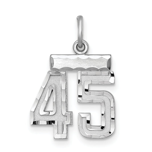 Sterling Silver Rhodium-Plated Diamond-Cut #45 Charm