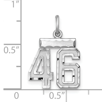Sterling Silver Rhodium-Plated Diamond-Cut #46 Charm