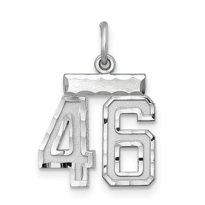 Sterling Silver Rhodium-Plated Diamond-Cut #46 Charm