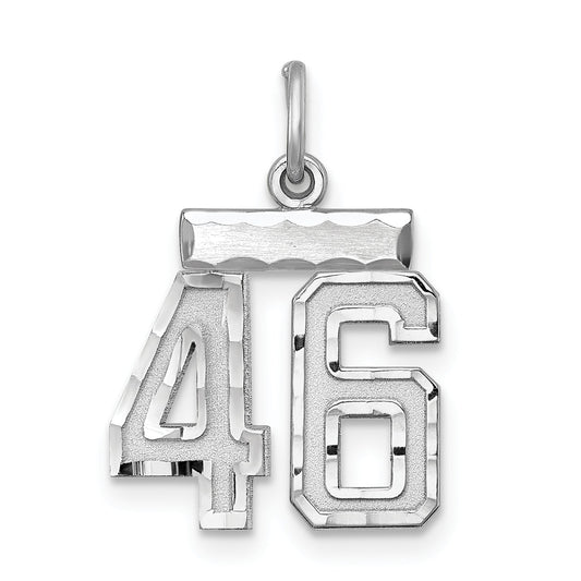 Sterling Silver Rhodium-Plated Diamond-Cut #46 Charm